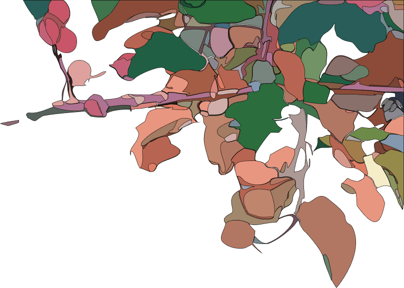 A warm storybook illustration of an autumn branch with falling leaves